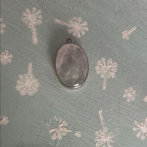 Oval Silver Pendant with Rose Quartz Stone